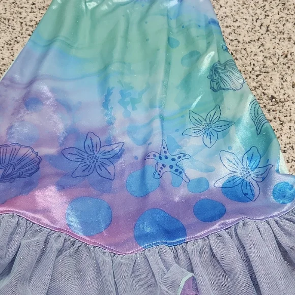 Toddler Girls Disney Princess Nightgown Arial Aqua and Lavender Dress - Picture 2 of 6